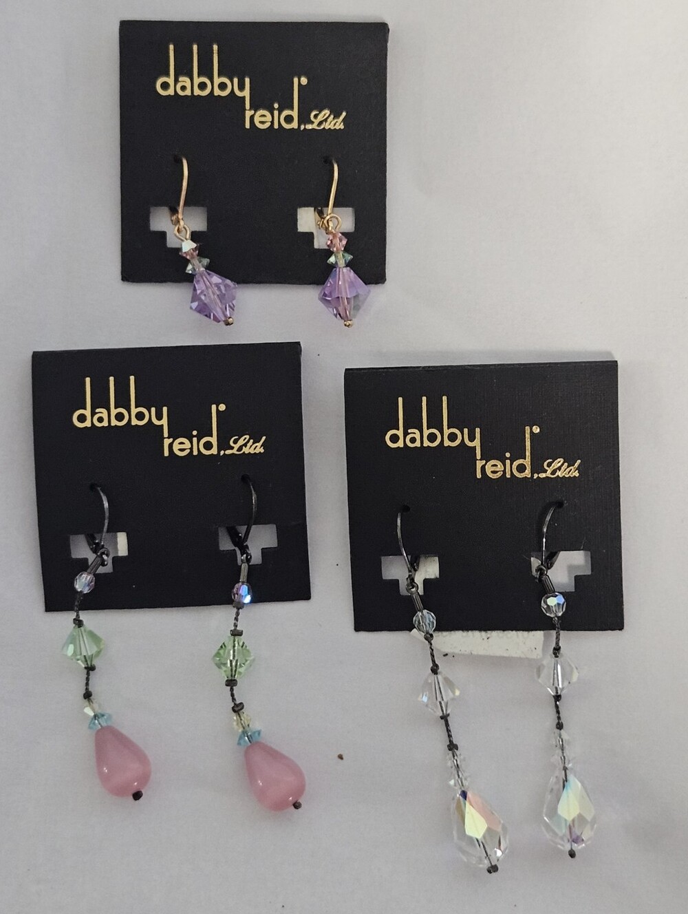 Dabby Reid NWT Swarovski Crystal Dangle Earring Lot - 3 Card Multi-Pack Bundle